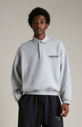 FLEECE POLO - LIGHT HEATHER GRAY