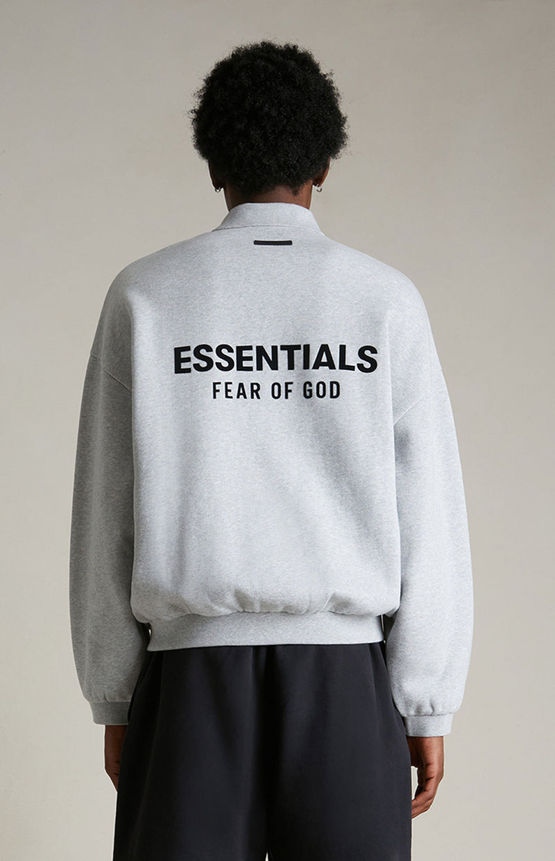 FLEECE POLO - LIGHT HEATHER GRAY