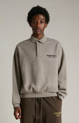 FLEECE POLO - HEATHER GRAY