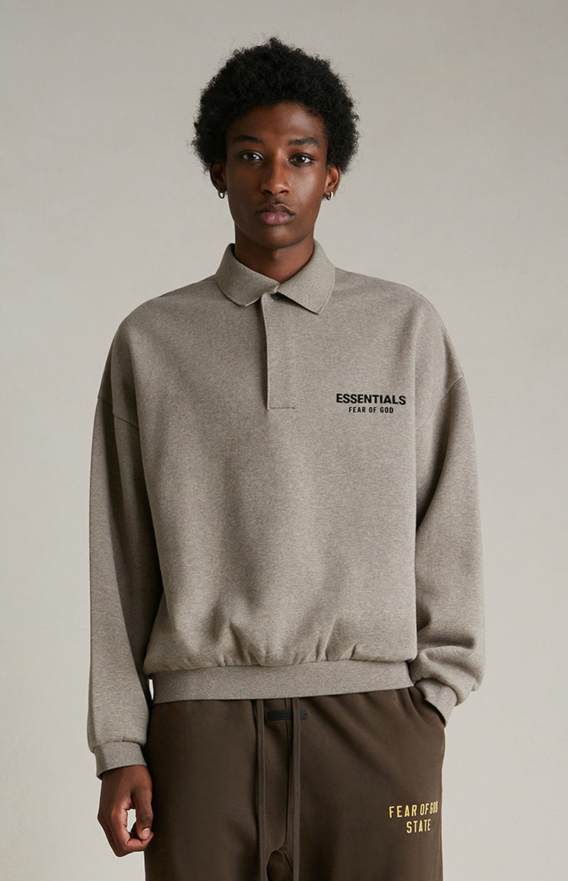 FLEECE POLO - HEATHER GRAY