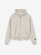 CLASSIC FIT FLEECE ZIP-UP HOODIE - HEATHER STONE