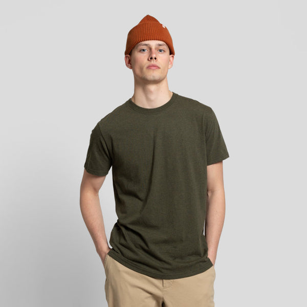 REGULAR FIT ROUND NECK T-SHIRT-ARMY MEL