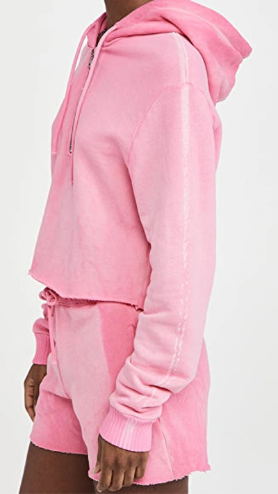 THE BROOKLYN CROP ZIP HOODIE HOT PINK MIX