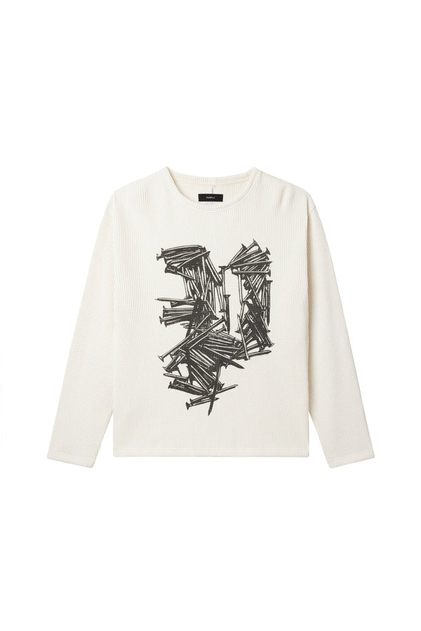 WAFFLE LONG SLEEVE - OFF WHITE