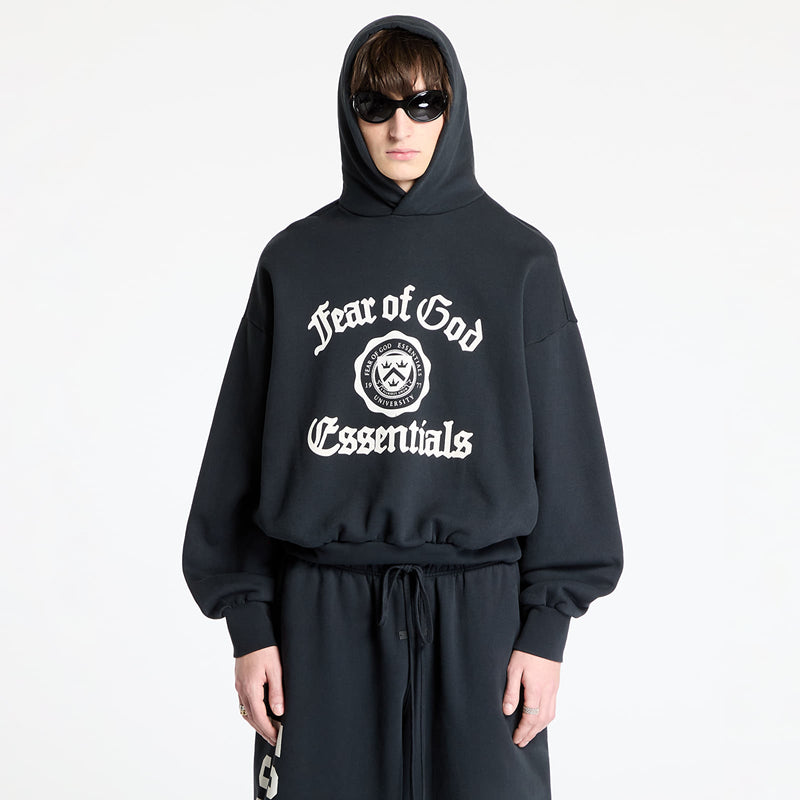 HEAVY FLEECE VINTAGE SHRUNKEN HOODIE - BLACK