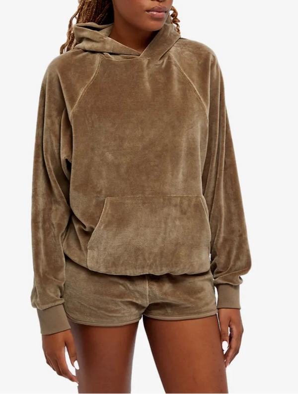 WOMEN VELOUR HOODIE WOOD
