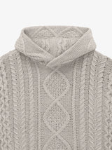 CABLE KNIT HOODIE SILVER CLOUD