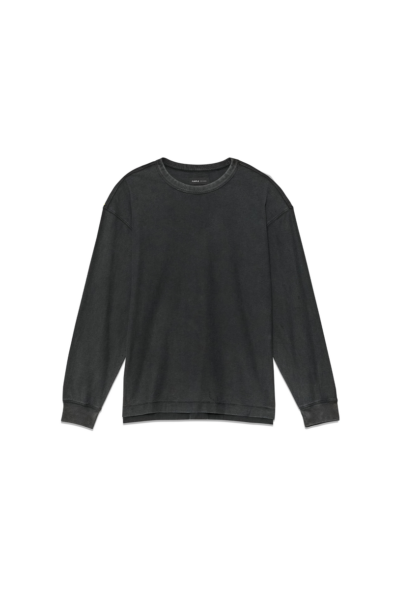 TEXTURED JERSEY LONG SLEEVE - BLACK