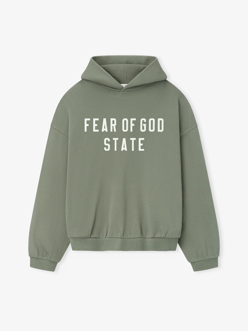 90S FIT FLEECE HOODIE - MOSS