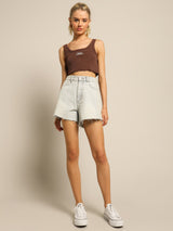 CONTRASTING STACK CROP RETRO TANK