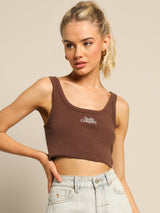 CONTRASTING STACK CROP RETRO TANK