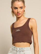 CONTRASTING STACK CROP RETRO TANK