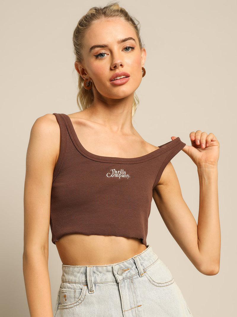 CONTRASTING STACK CROP RETRO TANK