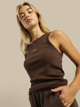 MINIMAL THRILLS RACER FRONT TANK SPICE BROWN