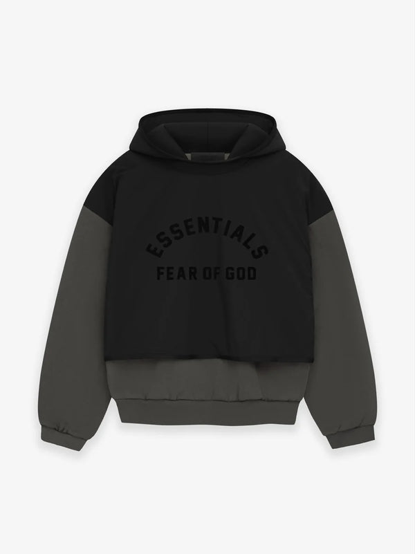 MEN-NYLON FLEECE HOODED SWEATER-INK/ JET BLACK