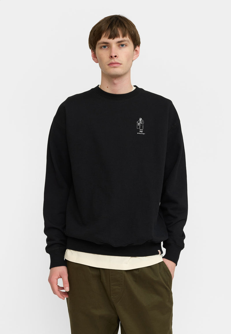 PRINTED CREWNECK - BLACK