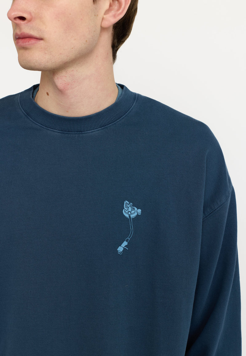 PRINTED CREWNECK - DARK BLUE