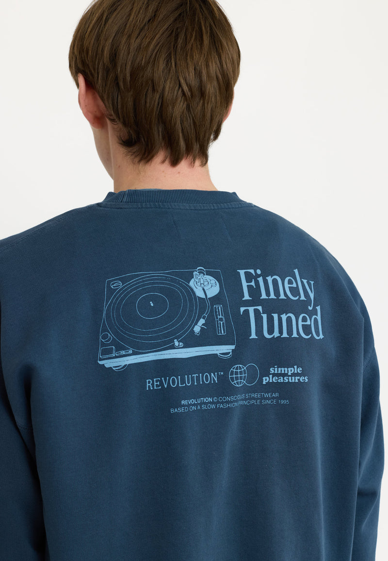 PRINTED CREWNECK - DARK BLUE