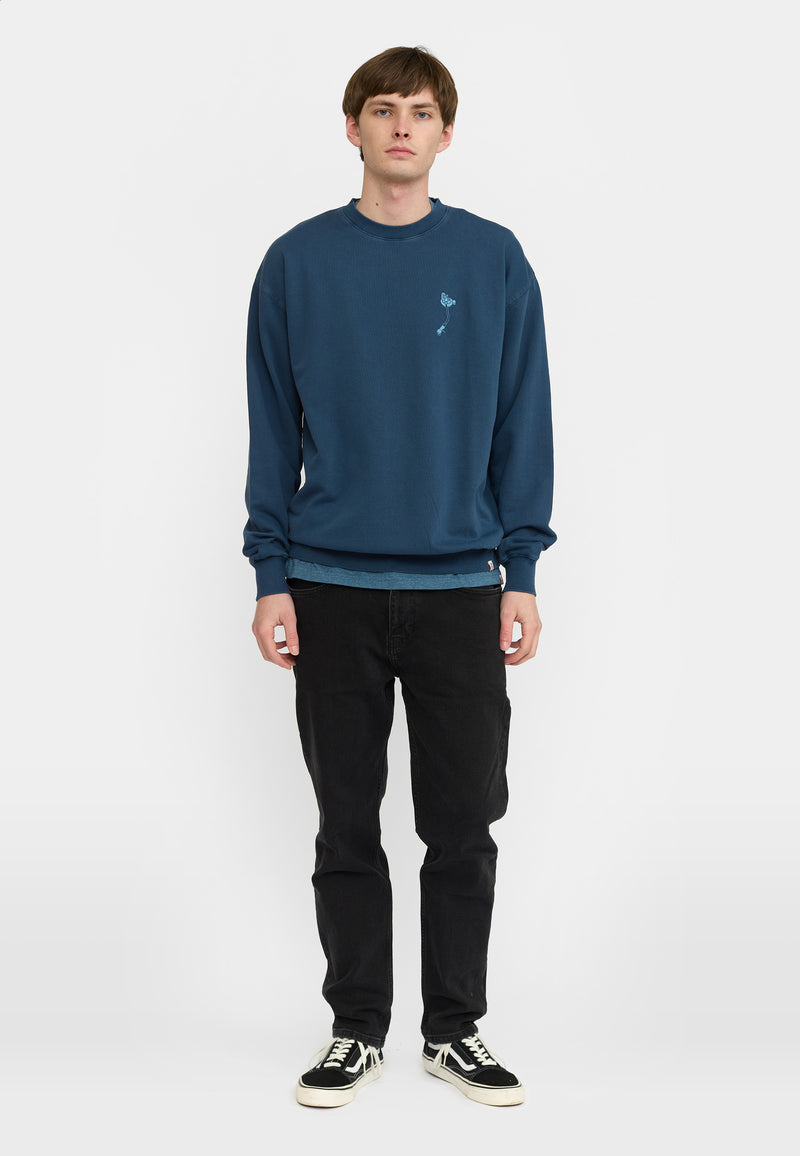 PRINTED CREWNECK - DARK BLUE