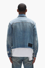 DISTRESSED CROPED SHIRT - LIGHT INDIGO