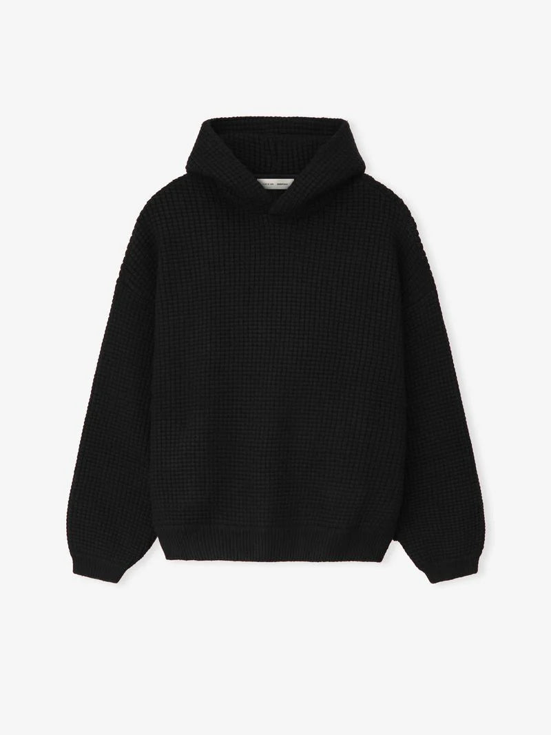 HEAVY WAFFLE 90'S HOODIE - VINTAGE BLACK