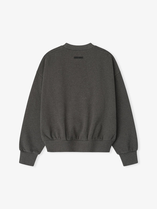 EMBOSSED CLASSIC CREWNECK SWEATER - CHARCOAL HEATHER