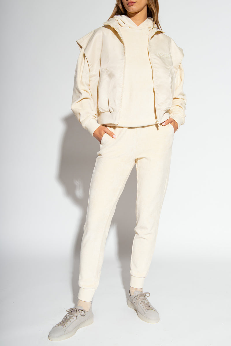WOMEN VELOUR HOODIE EGG SHELL