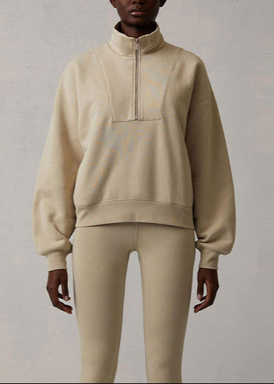 WOMENS 1/2 ZIP PULLOVER - WHEAT
