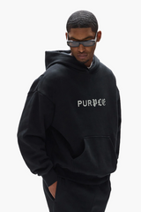BLACK HEAVY WEIGHT FLEECE HOODIE- BLACK