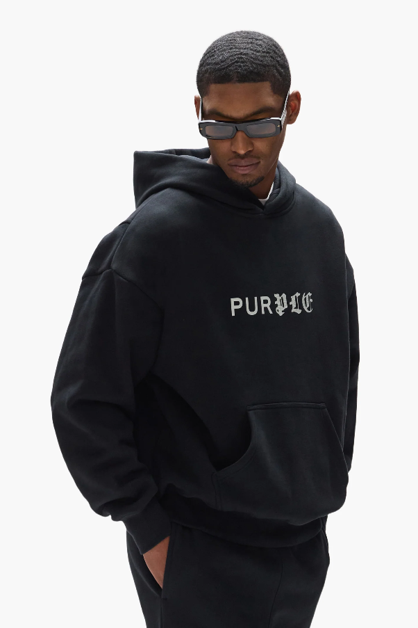 BLACK HEAVY WEIGHT FLEECE HOODIE- BLACK