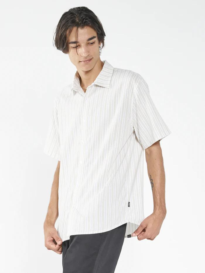 PALM STRIPE SHORT SL M DIRTY WHITE