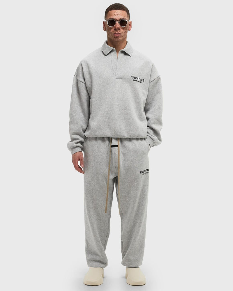 FLEECE POLO - LIGHT HEATHER GRAY