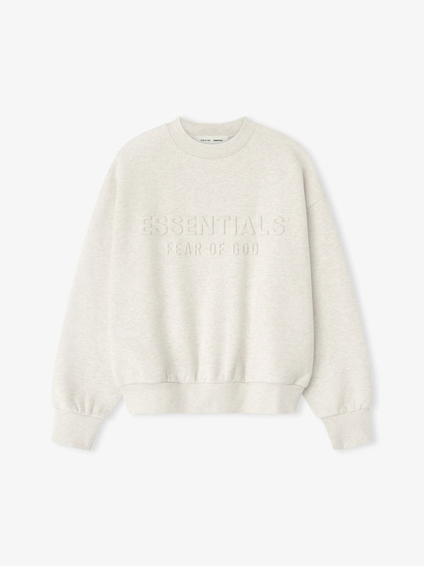 EMBOSSED CLASSIC CREWNECK SWEATER - OATMEAL HEATHER