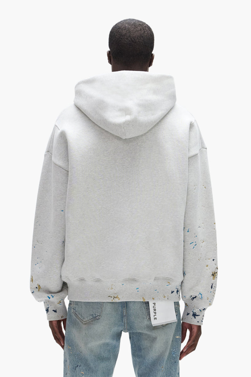 STUDDED GOTHIC CAMO HEAVY WEIGHT FLEECE HOODIE - GRAY