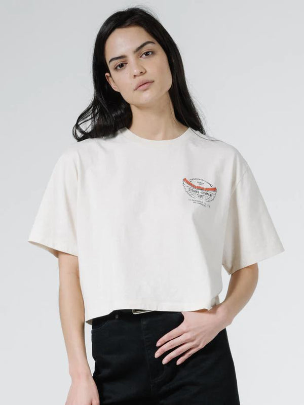 C&C WINGS MERCH FIT CROP TEE-HERITAGE WHITE
