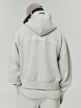 CLASSIC FIT FLEECE ZIP-UP HOODIE - HEATHER STONE