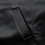 BONDED SATIN ZIP-UP BOMBER - JET BLACK