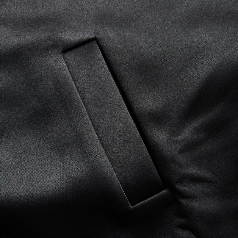 BONDED SATIN ZIP-UP BOMBER - JET BLACK