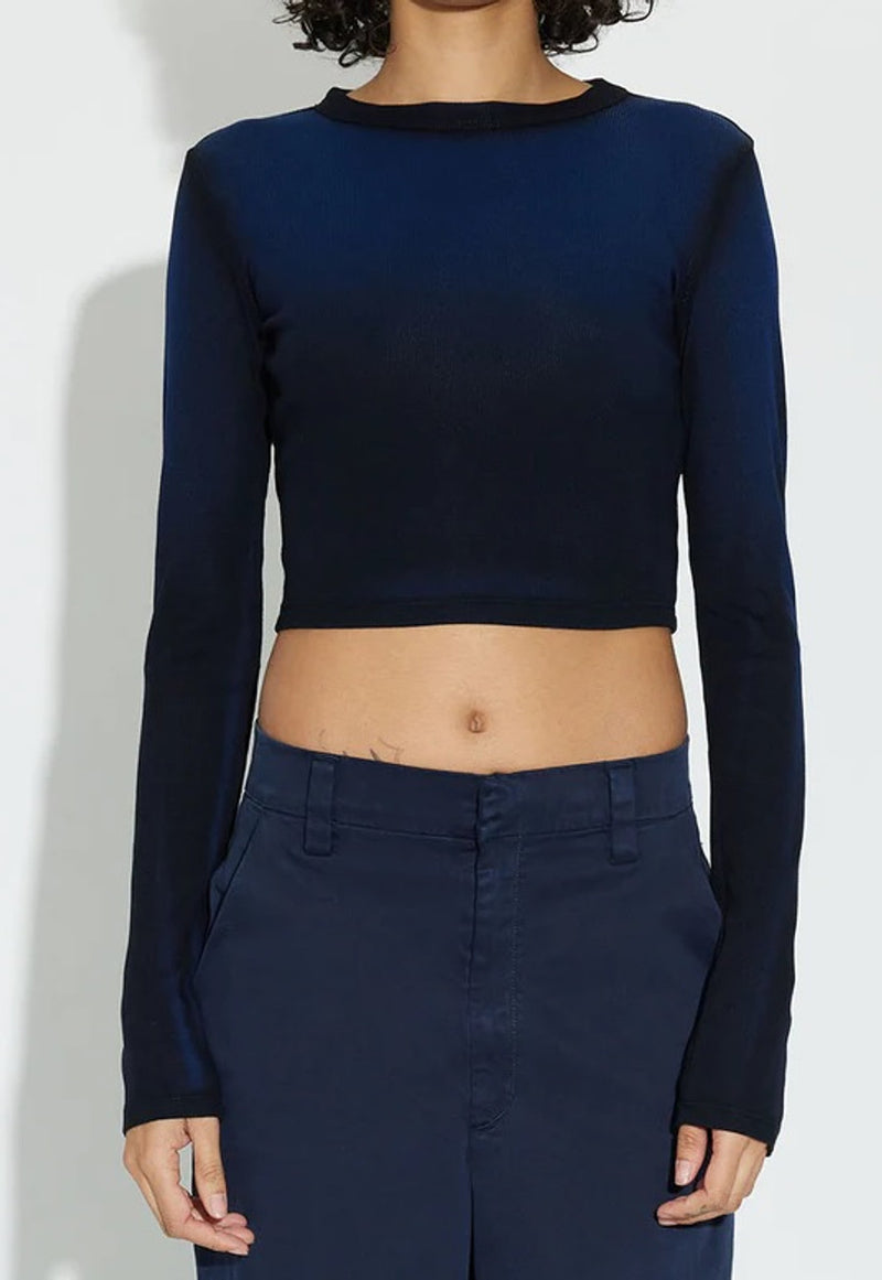 VERONA CROP SHIRT NAVY CAST