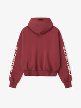 CROPPED RELAXED HOODIE - CRIMSON
