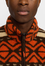 PRINTED TEDDY JACKET - ORANGE