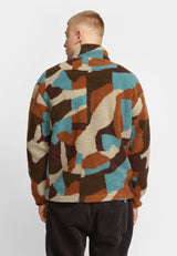 PRINTED TEDDY JACKET - BROWN