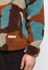 PRINTED TEDDY JACKET - BROWN