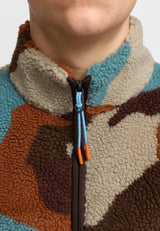 PRINTED TEDDY JACKET - BROWN