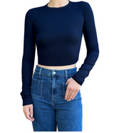 VERONA CROP SHIRT NAVY CAST