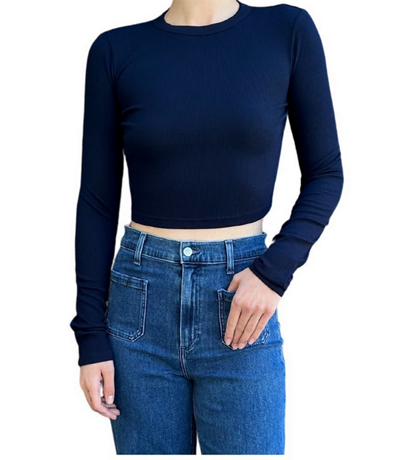 VERONA CROP SHIRT NAVY CAST