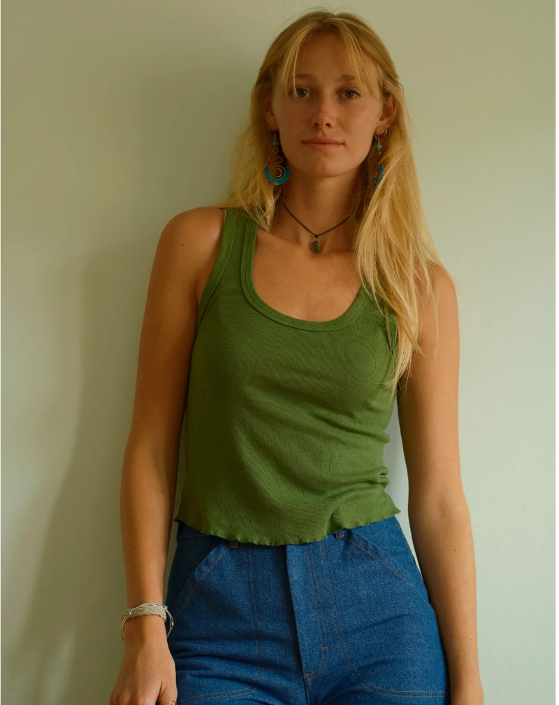HEMP PAPER RIB TANK CACTUS