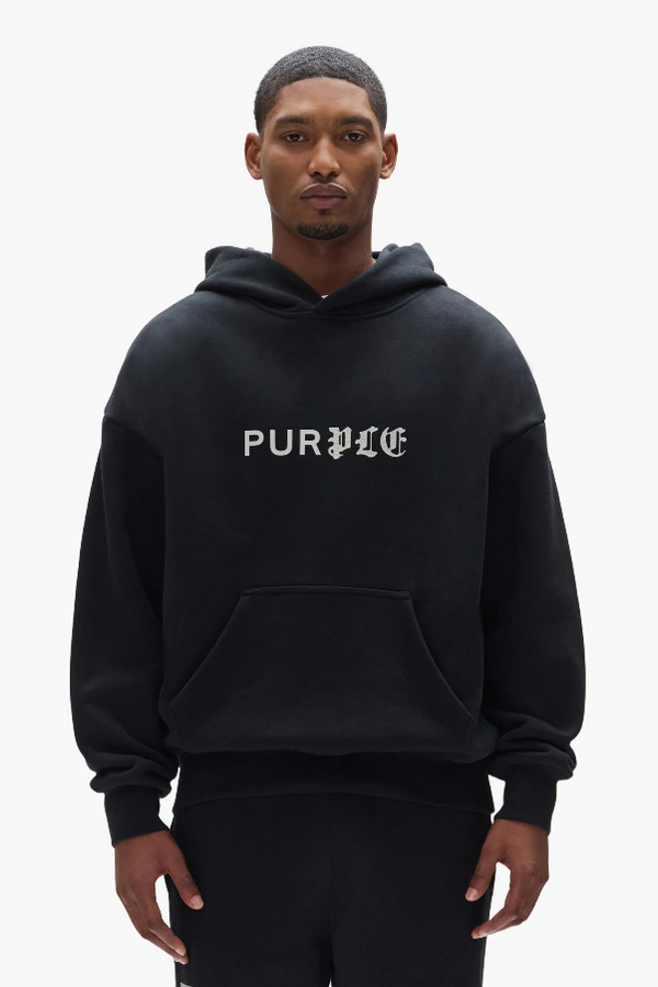 BLACK HEAVY WEIGHT FLEECE HOODIE- BLACK