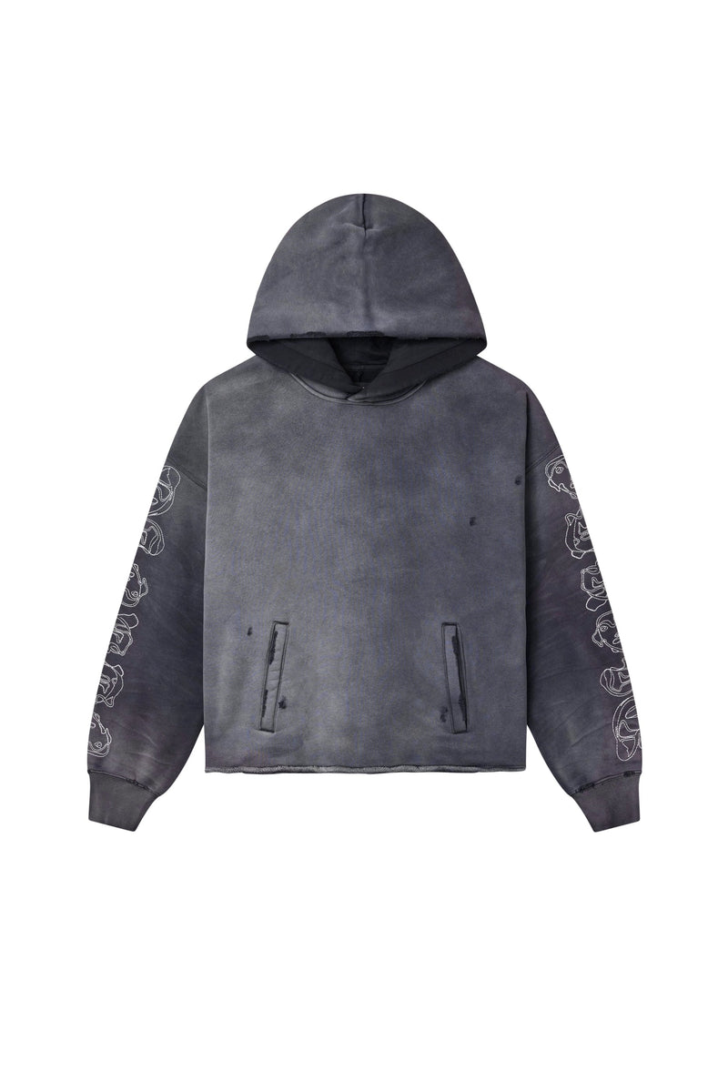GOTHIC OUTLINE HOODIE - BLACK