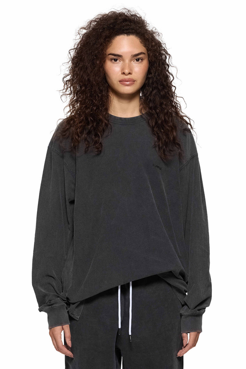 TEXTURED JERSEY LONG SLEEVE - BLACK